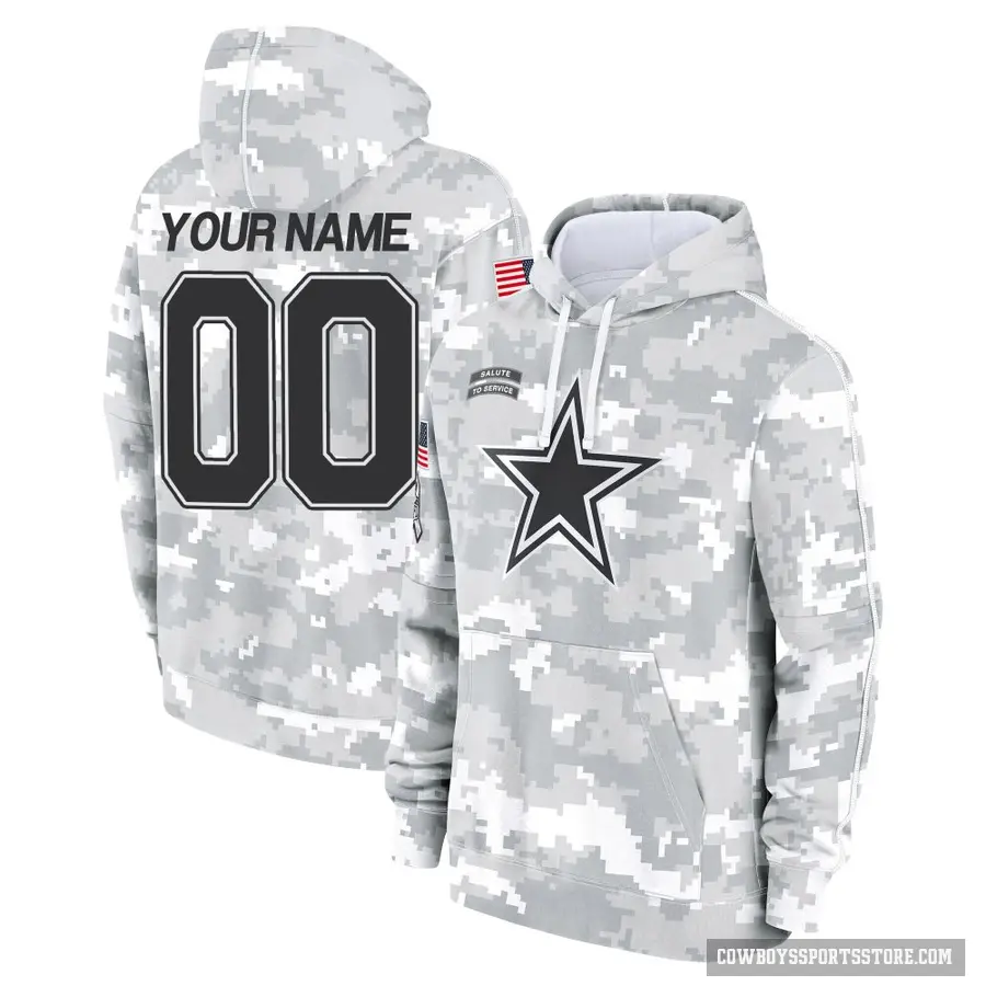 Men's ＃00 Custom Dallas Cowboys Arctic Camo 2024 Salute to Service Club Fleece Pullover Hoodie