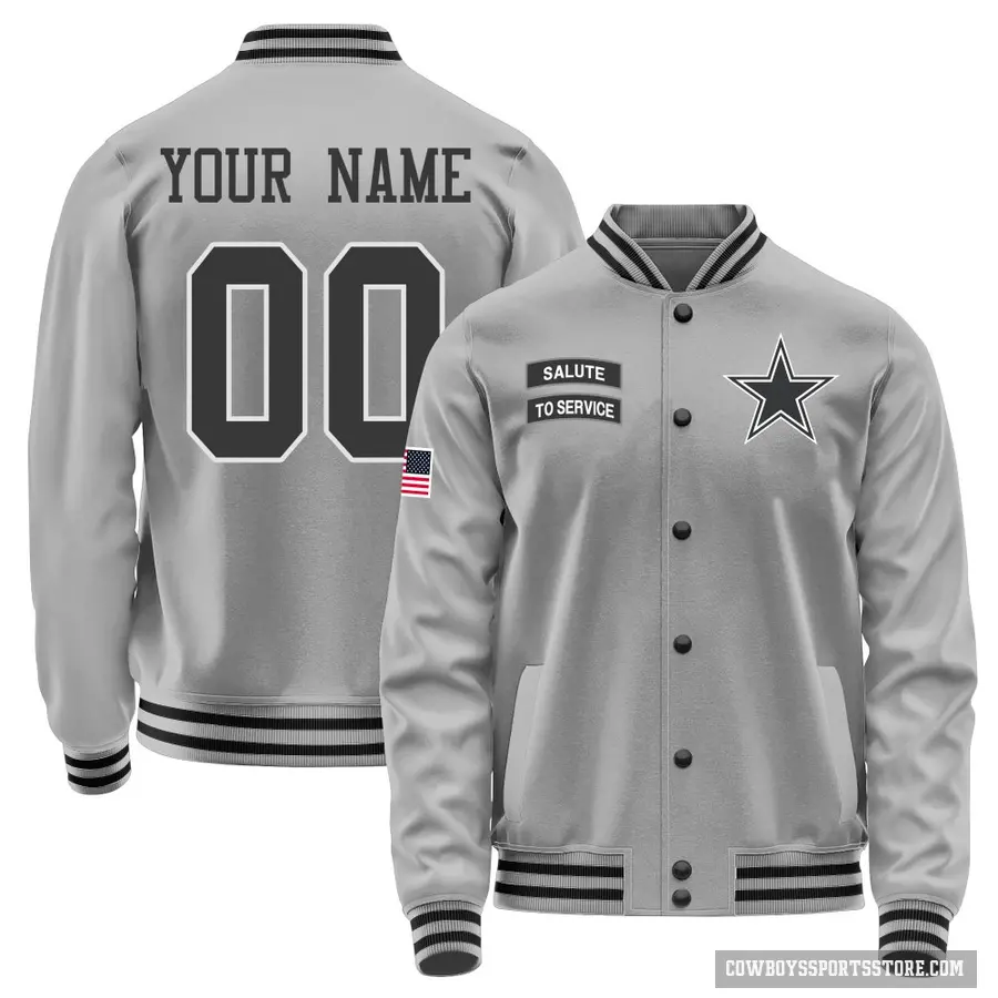 Men's ＃00 Custom Dallas Cowboys Gray Salute to Service Performance Jacket