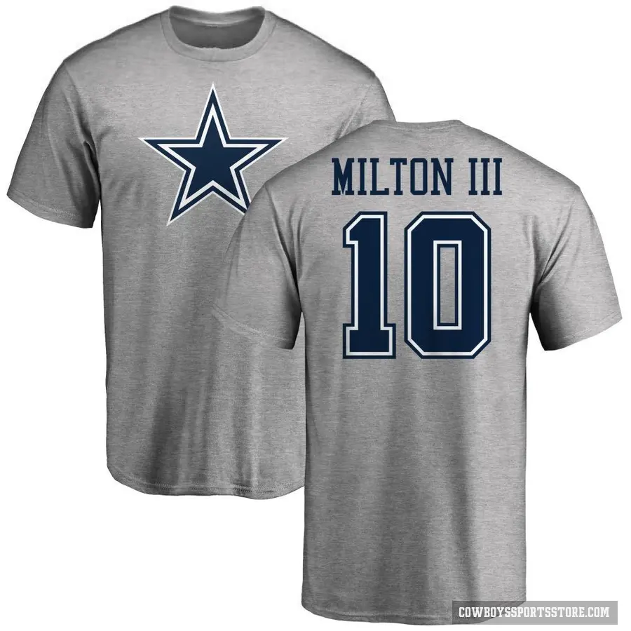 Men's ＃10 Joe Milton III Dallas Cowboys Ash Logo T-Shirt