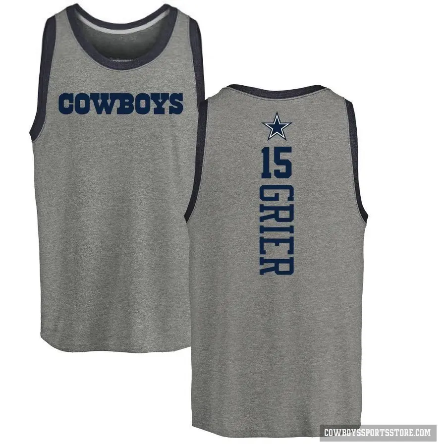 Men's ＃15 Will Grier Dallas Cowboys Ash Backer Tank Top