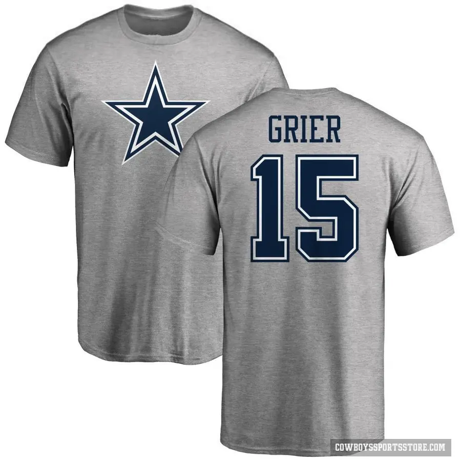 Men's ＃15 Will Grier Dallas Cowboys Ash Logo T-Shirt