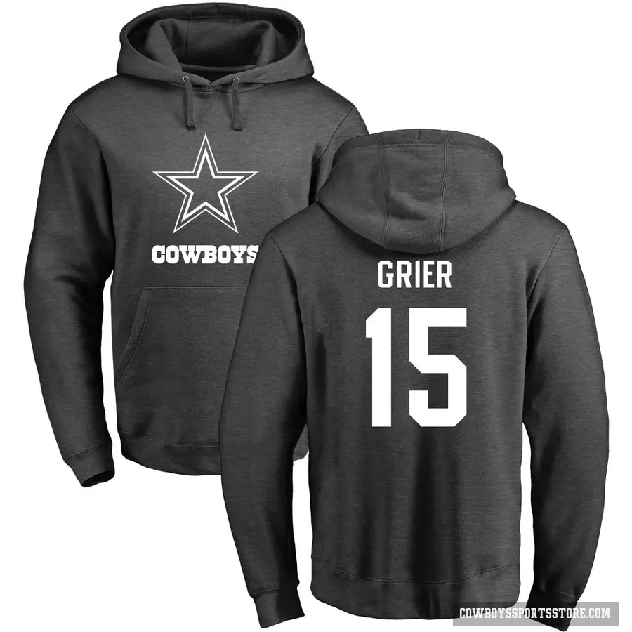Men's ＃15 Will Grier Dallas Cowboys Pro Line by Branded Ash One Color Pullover Hoodie