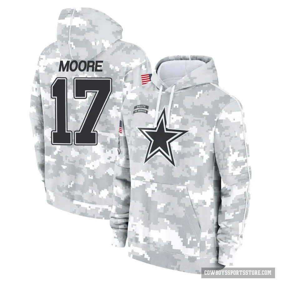 Men's ＃17 Kellen Moore Dallas Cowboys Arctic Camo 2024 Salute to Service Club Fleece Pullover Hoodie