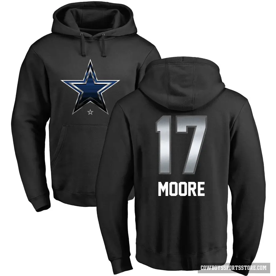 Men's ＃17 Kellen Moore Dallas Cowboys Black Midnight Mascot Pullover Hoodie