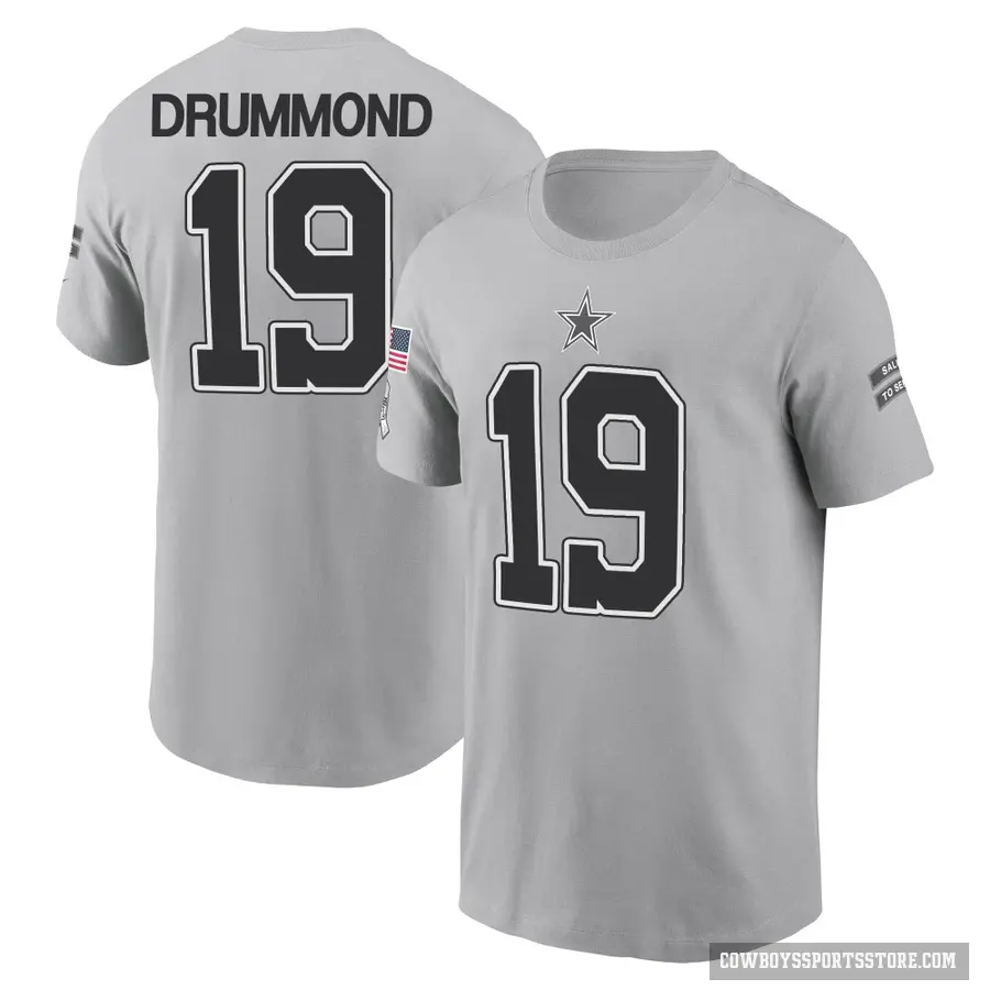 Men's ＃19 Dontario Drummond Dallas Cowboys Gray 2024 Salute to Service T-Shirt