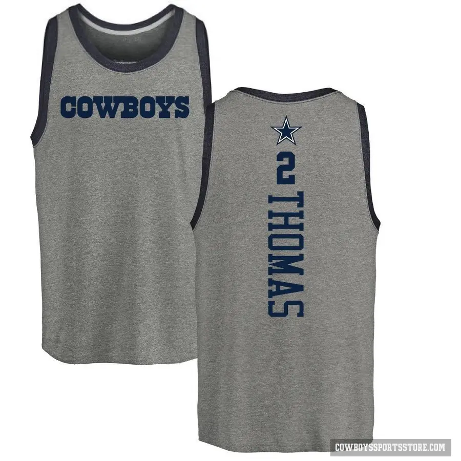 Men's ＃2 Juanyeh Thomas Dallas Cowboys Ash Backer Tank Top