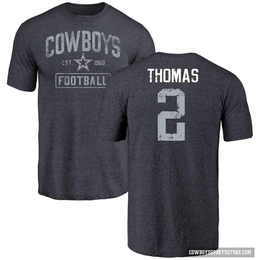 Men's ＃2 Juanyeh Thomas Dallas Cowboys Navy Distressed T-Shirt