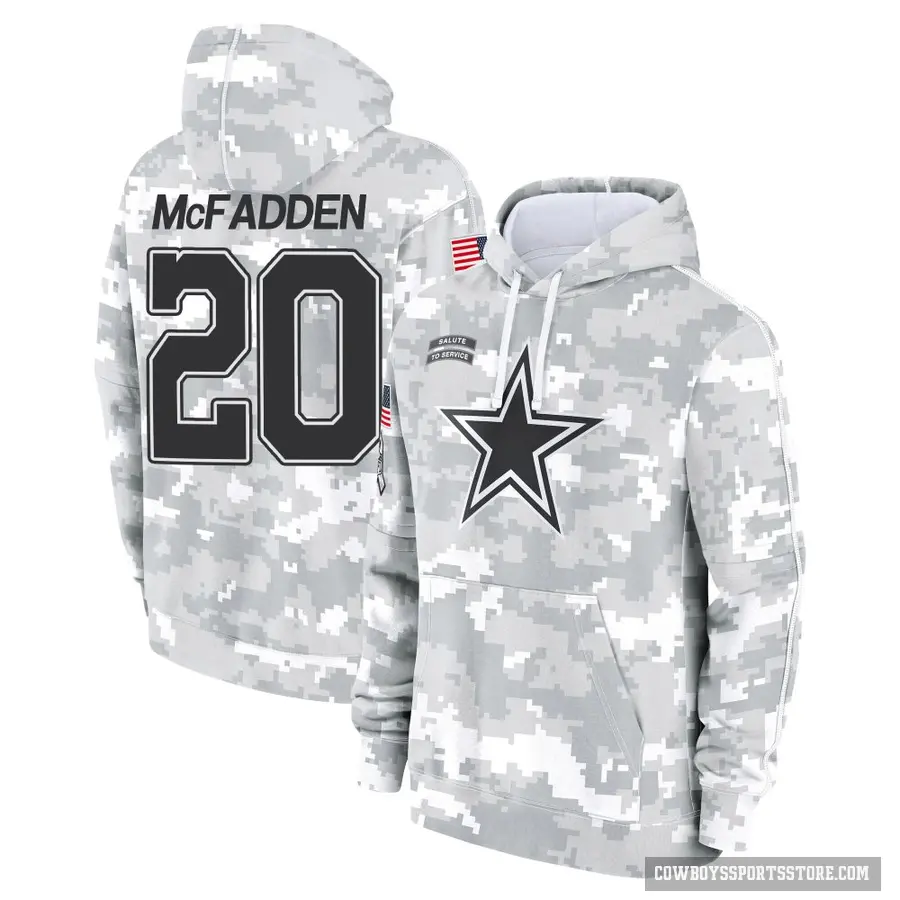 Men's ＃20 Darren McFadden Dallas Cowboys Arctic Camo 2024 Salute to Service Club Fleece Pullover Hoodie