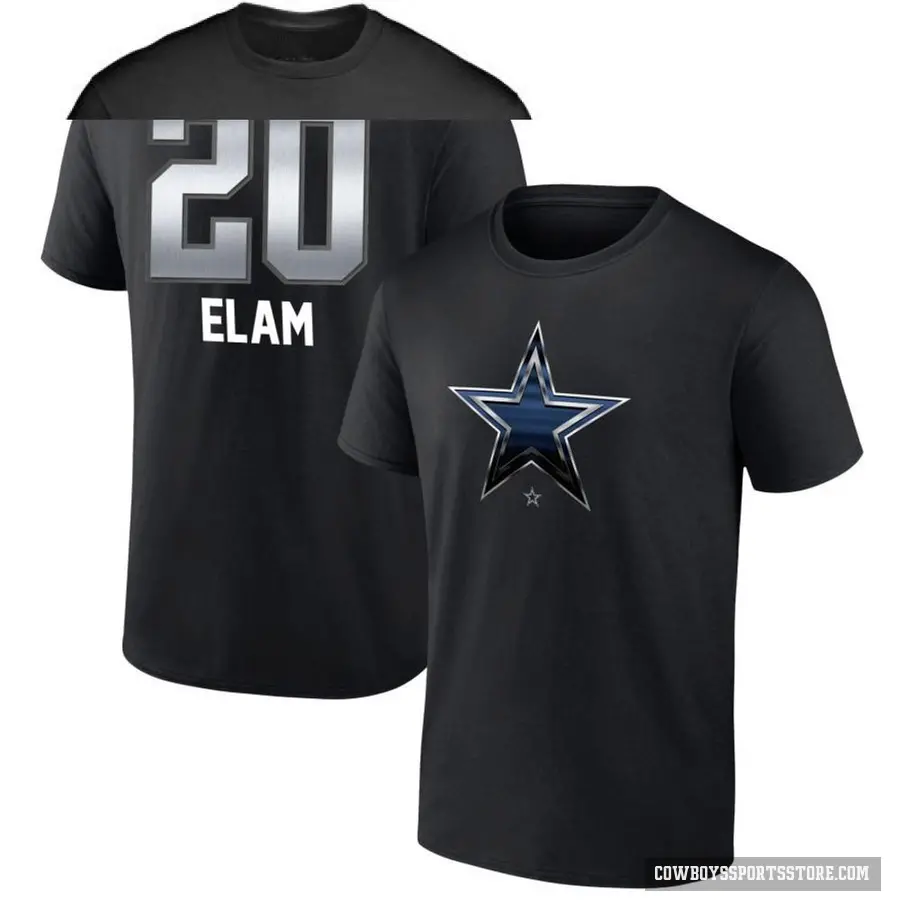 Men's ＃20 Kaiir Elam Dallas Cowboys Black Midnight Mascot T-Shirt
