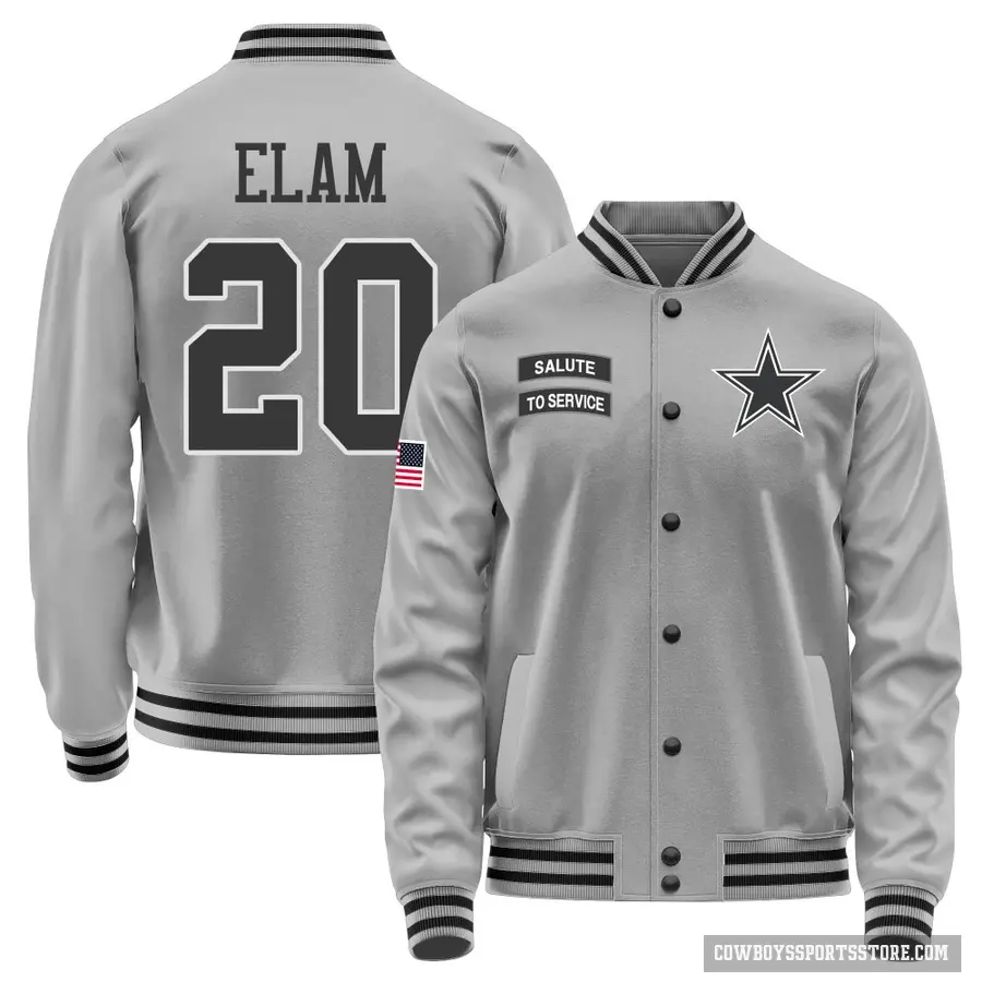 Men's ＃20 Kaiir Elam Dallas Cowboys Gray Salute to Service Performance Jacket