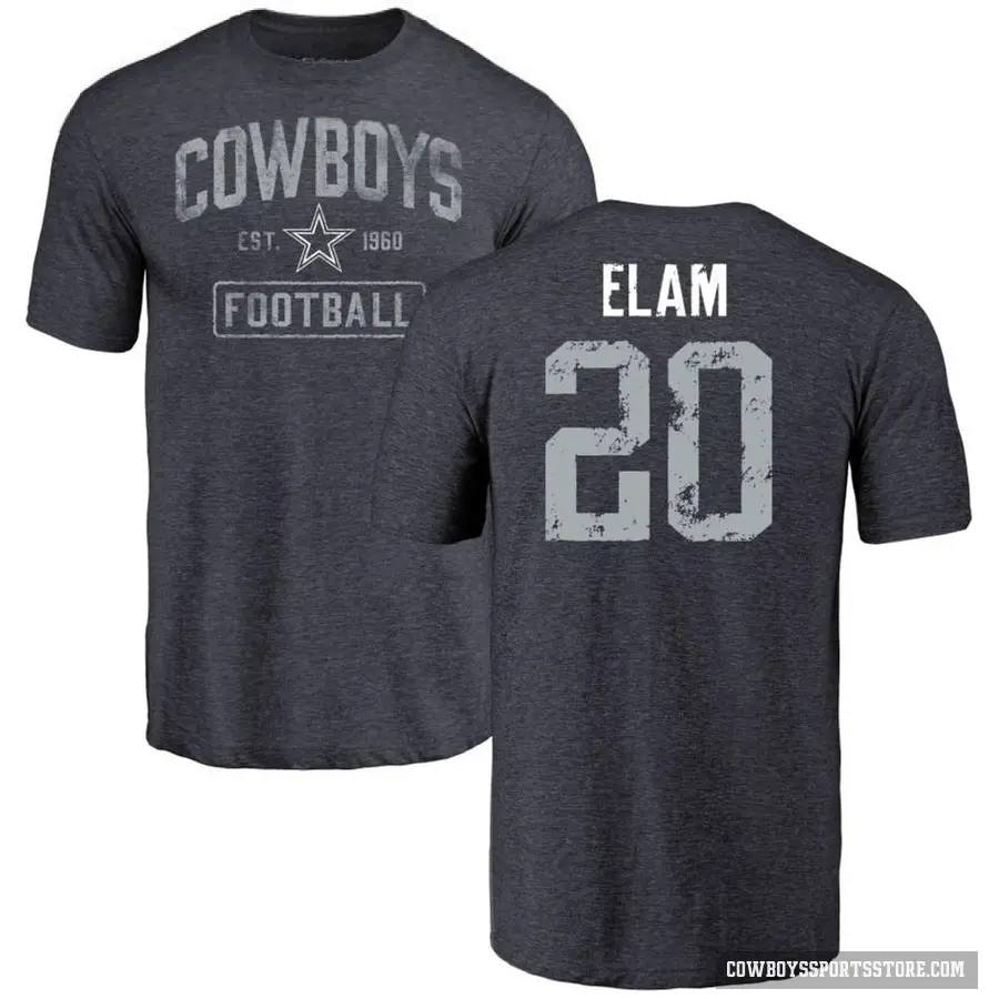 Men's ＃20 Kaiir Elam Dallas Cowboys Navy Distressed T-Shirt