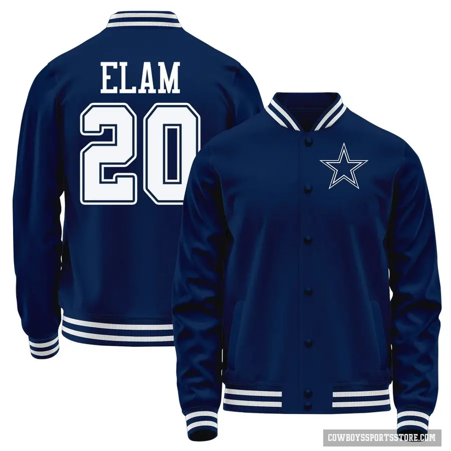 Men's ＃20 Kaiir Elam Dallas Cowboys Navy Full-Snap Name & Number Jacket