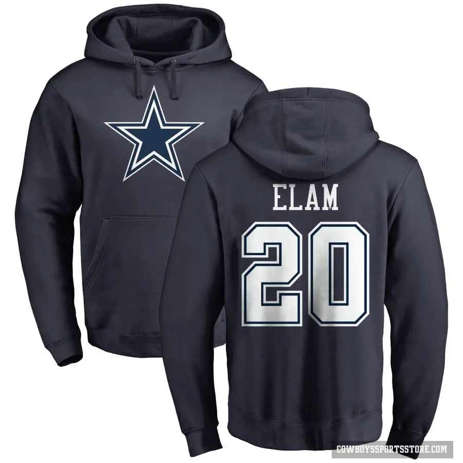 Men's ＃20 Kaiir Elam Dallas Cowboys Navy Pro Line by Branded Name & Number Pullover Hoodie