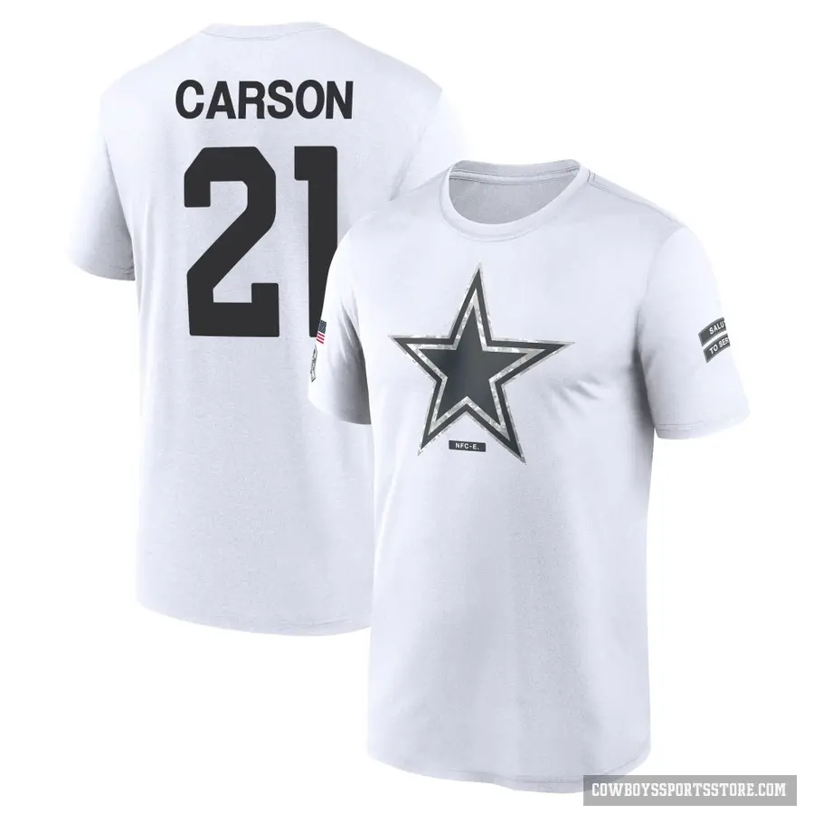 Men's ＃21 Caelen Carson Dallas Cowboys White 2024 Salute to Service Performance T-Shirt