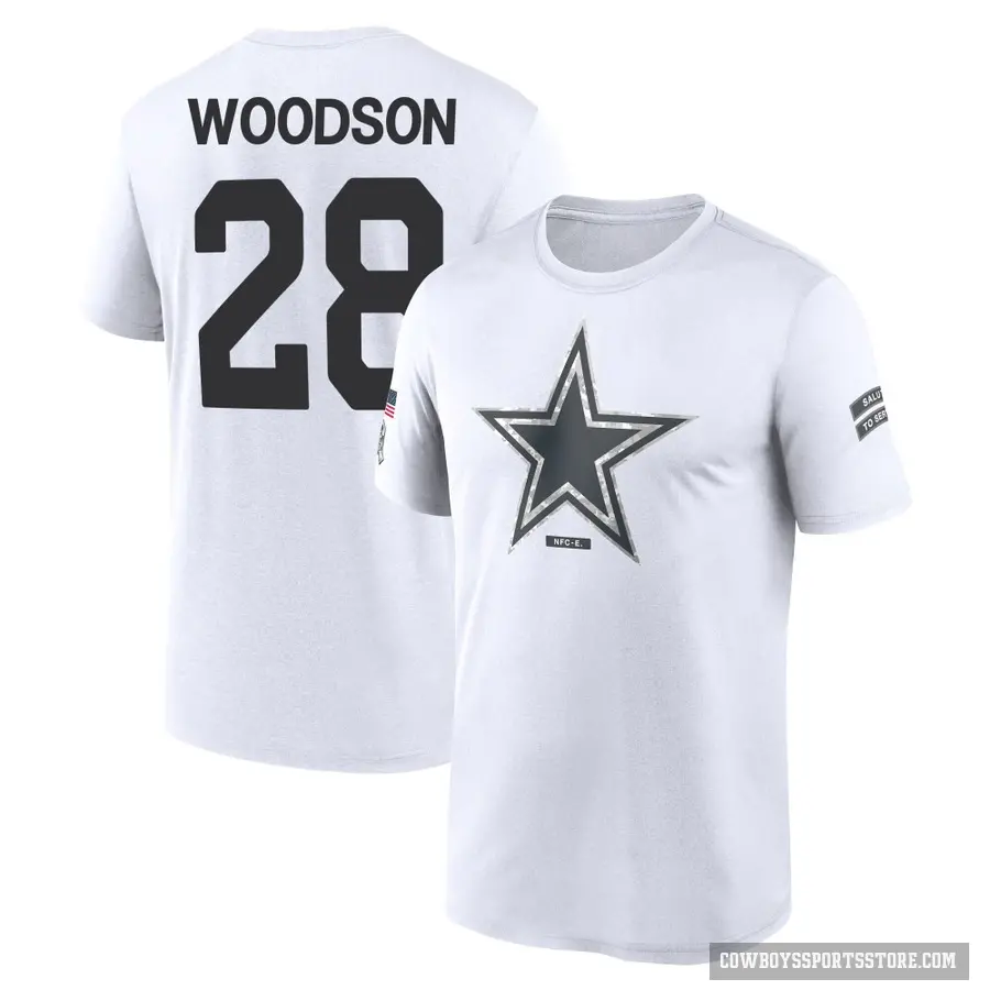 Men's ＃28 Darren Woodson Dallas Cowboys White 2024 Salute to Service Performance T-Shirt