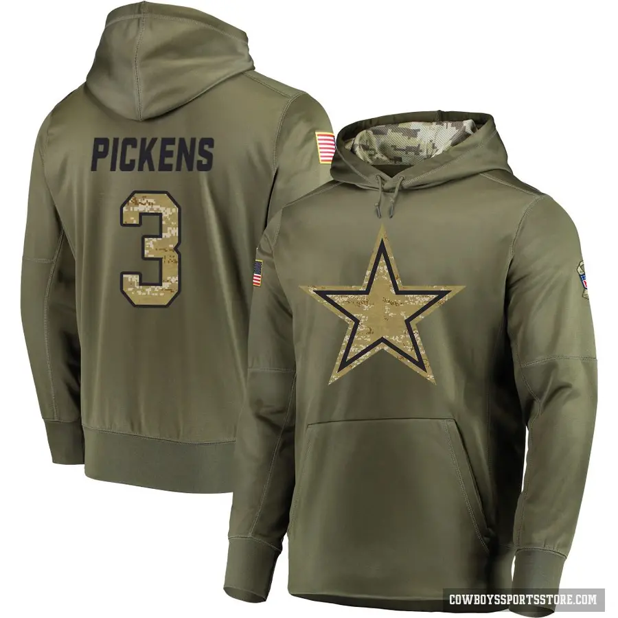 Men's ＃3 George Pickens Dallas Cowboys Olive Salute to Service Pullover Hoodie