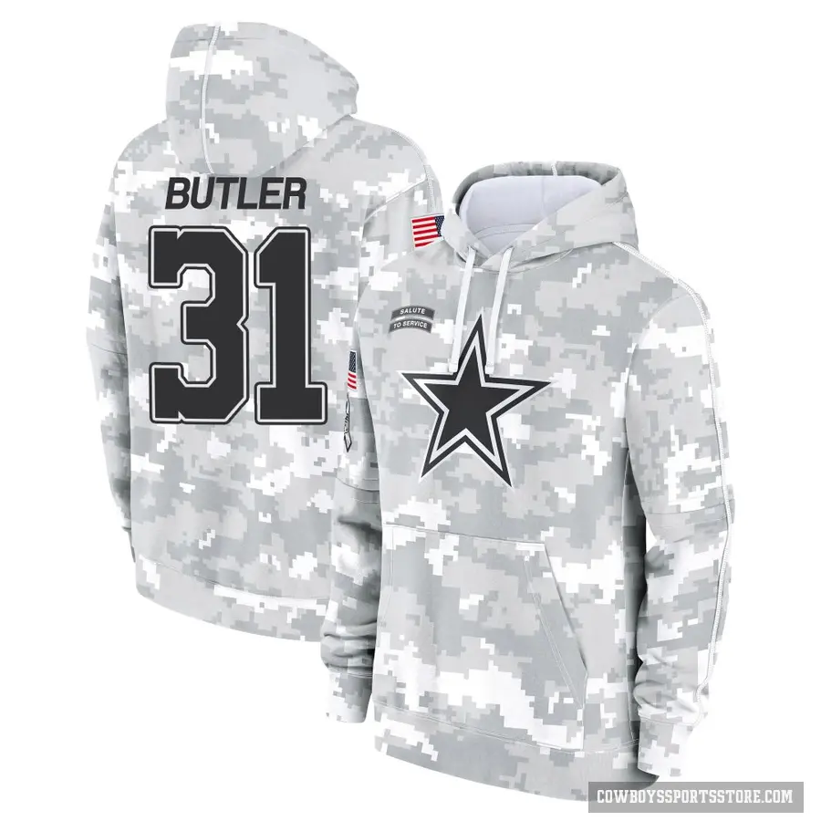 Men's ＃31 Josh Butler Dallas Cowboys Arctic Camo 2024 Salute to Service Club Fleece Pullover Hoodie