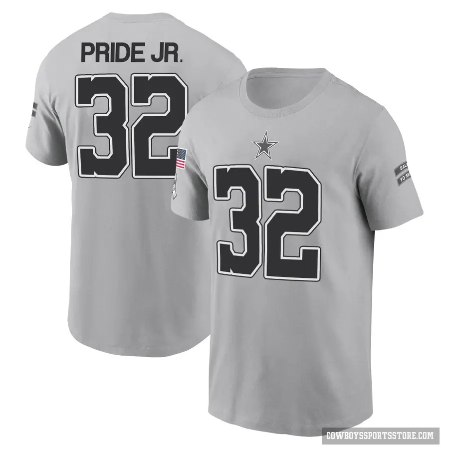 Men's ＃32 Troy Pride Jr. Dallas Cowboys Gray 2024 Salute to Service T-Shirt