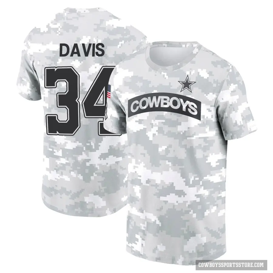 Men's ＃34 Malik Davis Dallas Cowboys Camo Arctic 2024 Salute to Service Performance T-Shirt