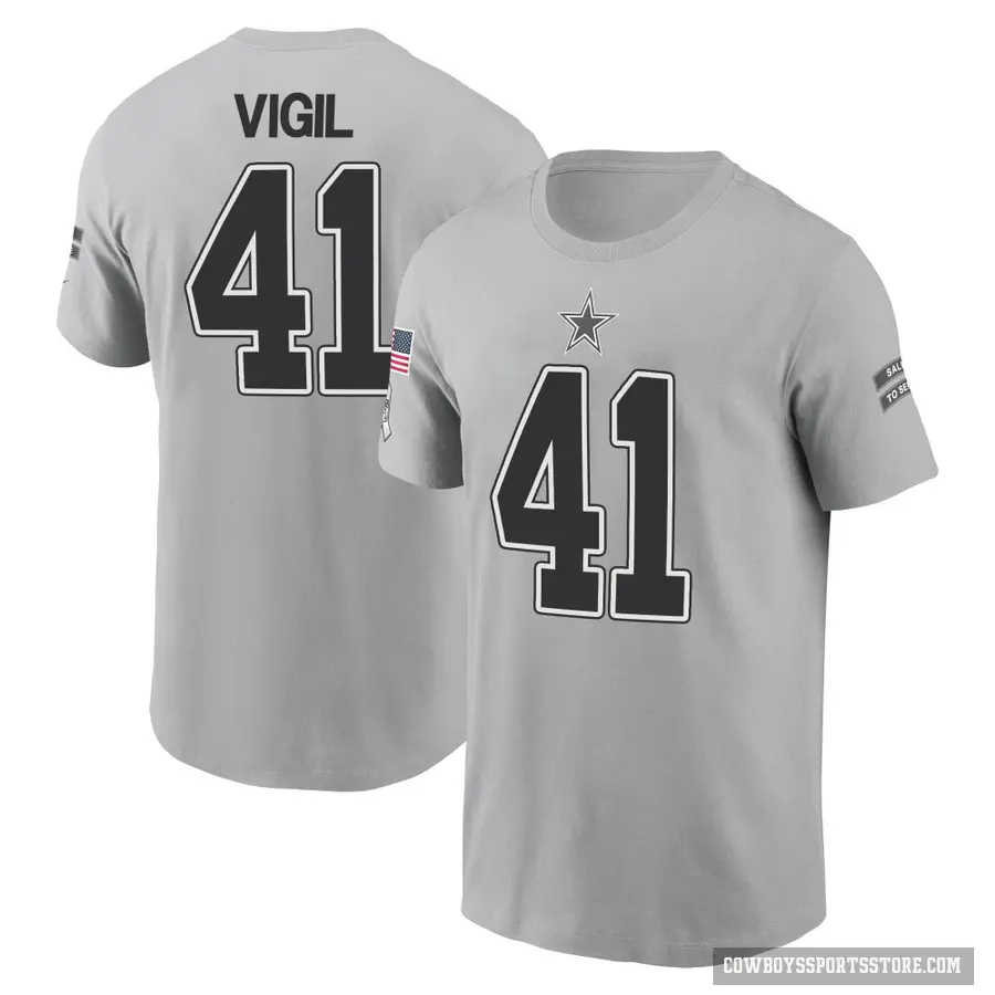 Men's ＃41 Nick Vigil Dallas Cowboys Gray 2024 Salute to Service T-Shirt