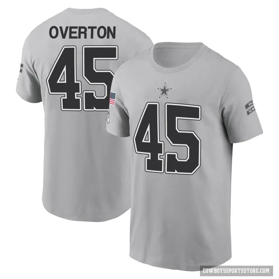 Men's ＃45 Matt Overton Dallas Cowboys Gray 2024 Salute to Service T-Shirt