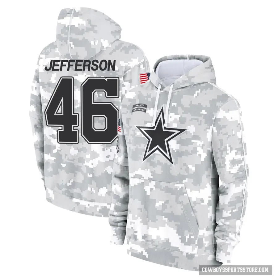 Men's ＃46 Malik Jefferson Dallas Cowboys Arctic Camo 2024 Salute to Service Club Fleece Pullover Hoodie