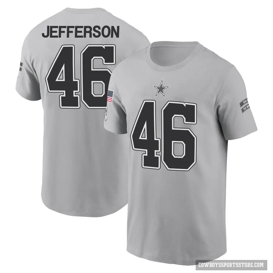 Men's ＃46 Malik Jefferson Dallas Cowboys Gray 2024 Salute to Service T-Shirt