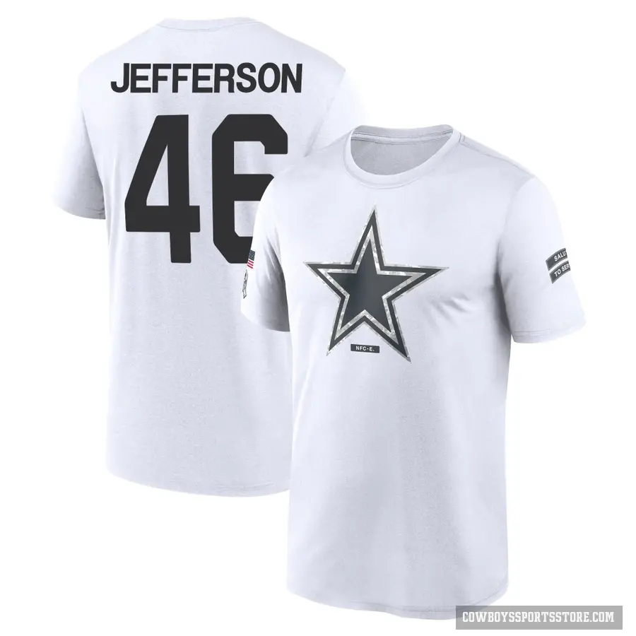 Men's ＃46 Malik Jefferson Dallas Cowboys White 2024 Salute to Service Performance T-Shirt
