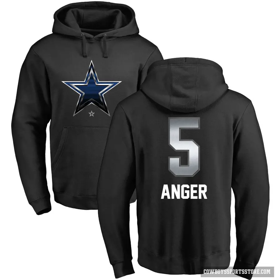 Men's ＃5 Bryan Anger Dallas Cowboys Black Midnight Mascot Pullover Hoodie