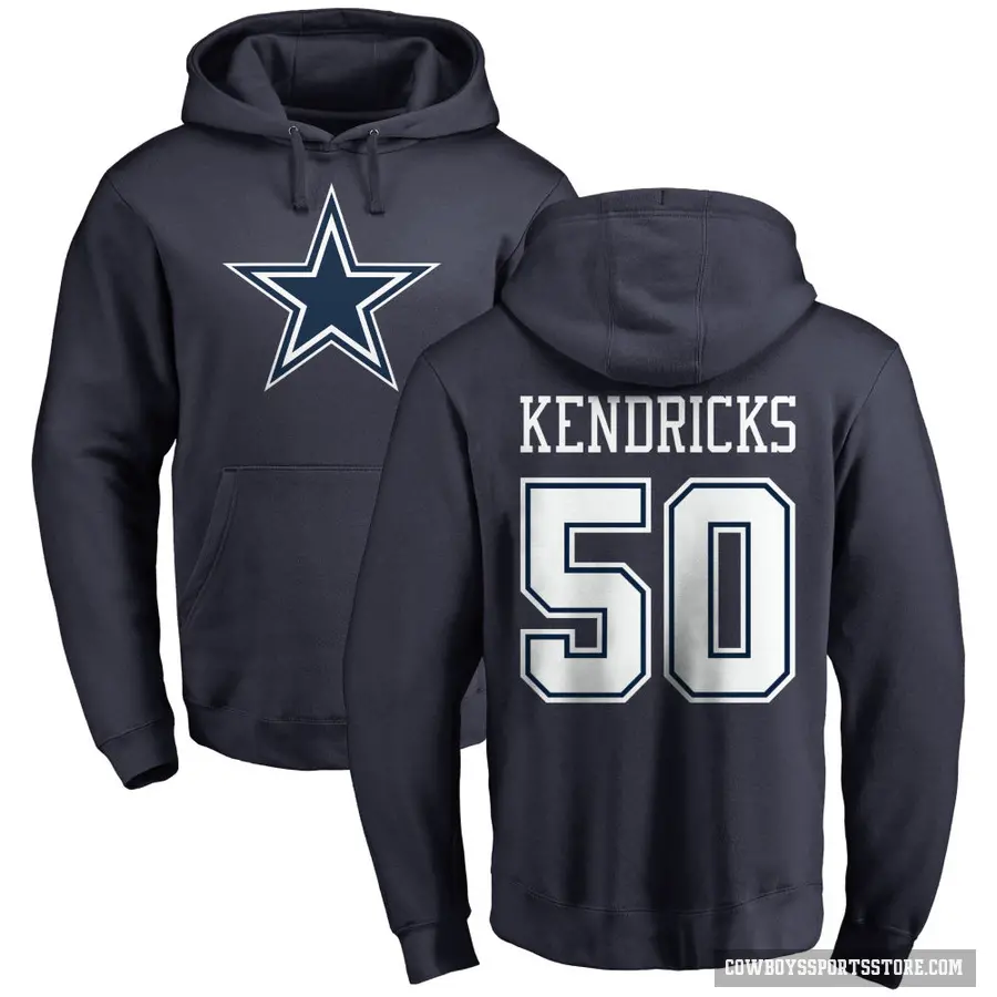 Men's ＃50 Eric Kendricks Dallas Cowboys Navy Pro Line by Branded Name & Number Pullover Hoodie