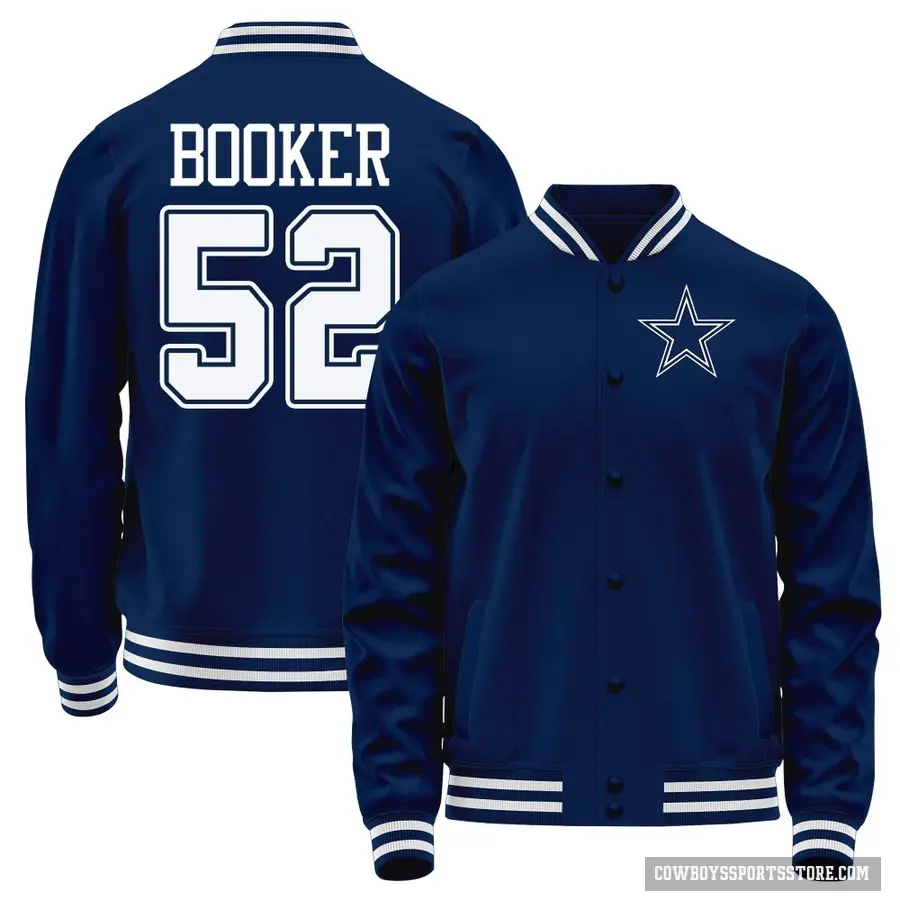Men's ＃52 Tyler Booker Dallas Cowboys Navy Full-Snap Name & Number Jacket