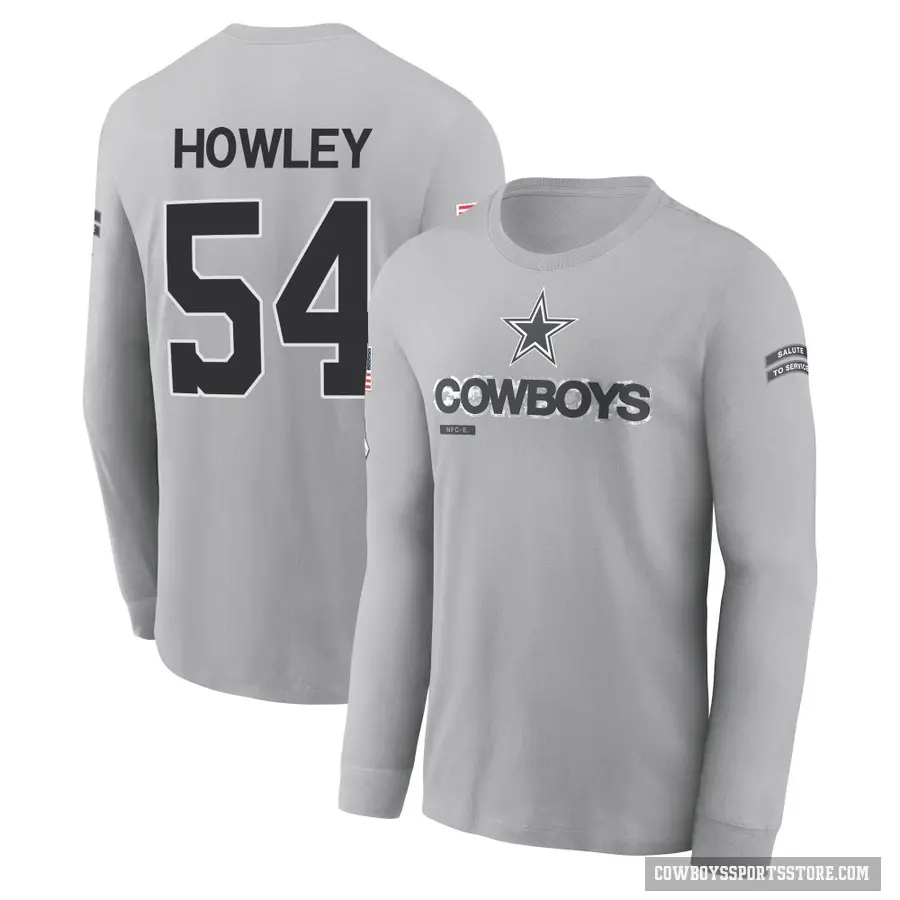 Men's ＃54 Chuck Howley Dallas Cowboys Gray 2024 Salute to Service Long Sleeve T-Shirt