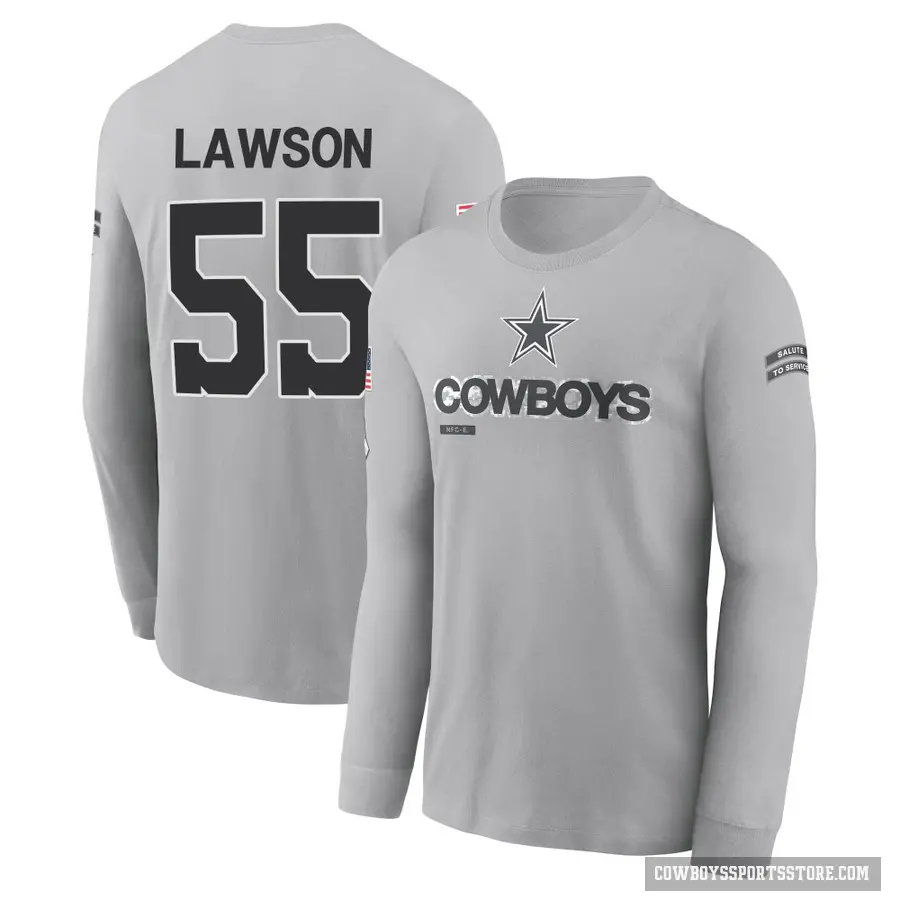Men's ＃55 Carl Lawson Dallas Cowboys Gray 2024 Salute to Service Long Sleeve T-Shirt