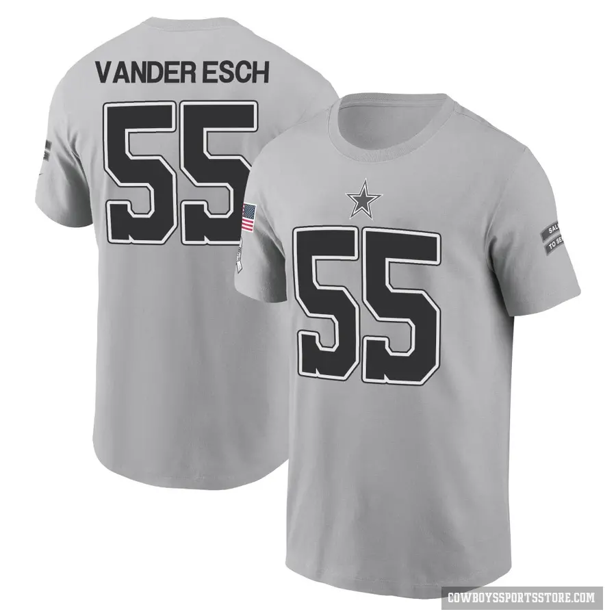 Men's ＃55 Leighton Vander Esch Dallas Cowboys Gray 2024 Salute to Service T-Shirt