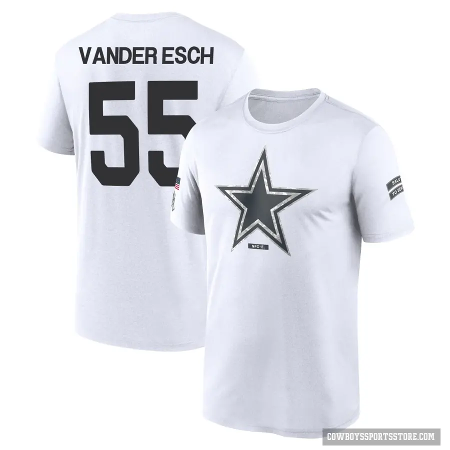 Men's ＃55 Leighton Vander Esch Dallas Cowboys White 2024 Salute to Service Performance T-Shirt