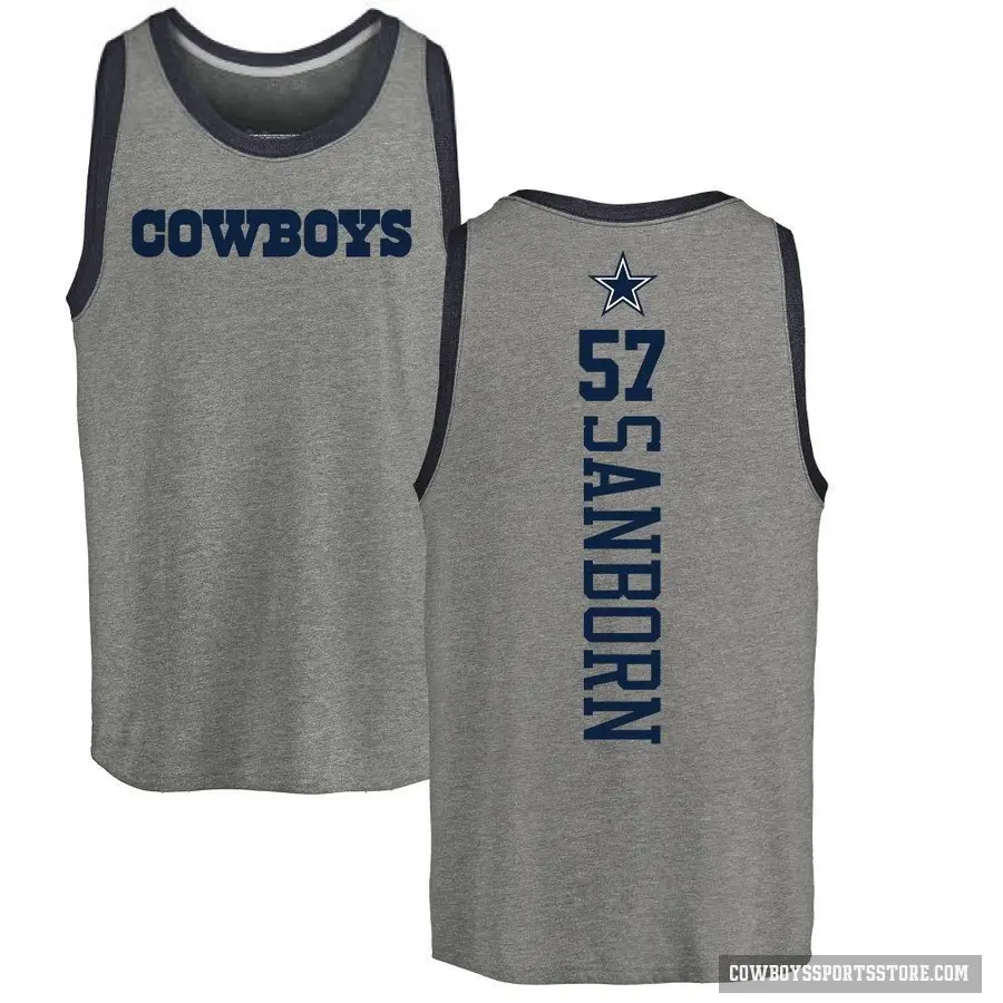 Men's ＃57 Jack Sanborn Dallas Cowboys Ash Backer Tank Top