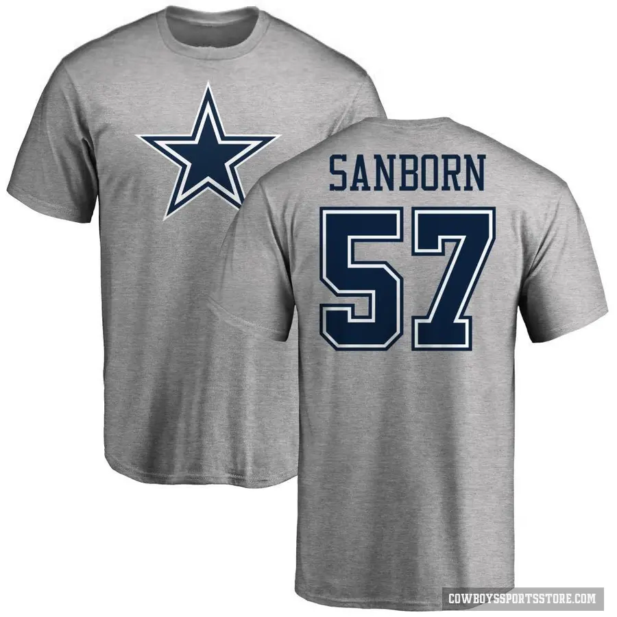 Men's ＃57 Jack Sanborn Dallas Cowboys Ash Logo T-Shirt
