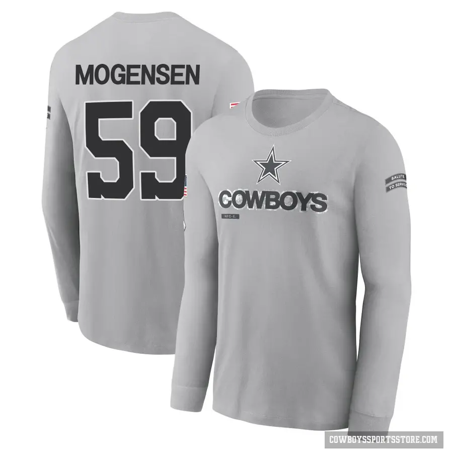 Men's ＃59 Brock Mogensen Dallas Cowboys Gray 2024 Salute to Service Long Sleeve T-Shirt
