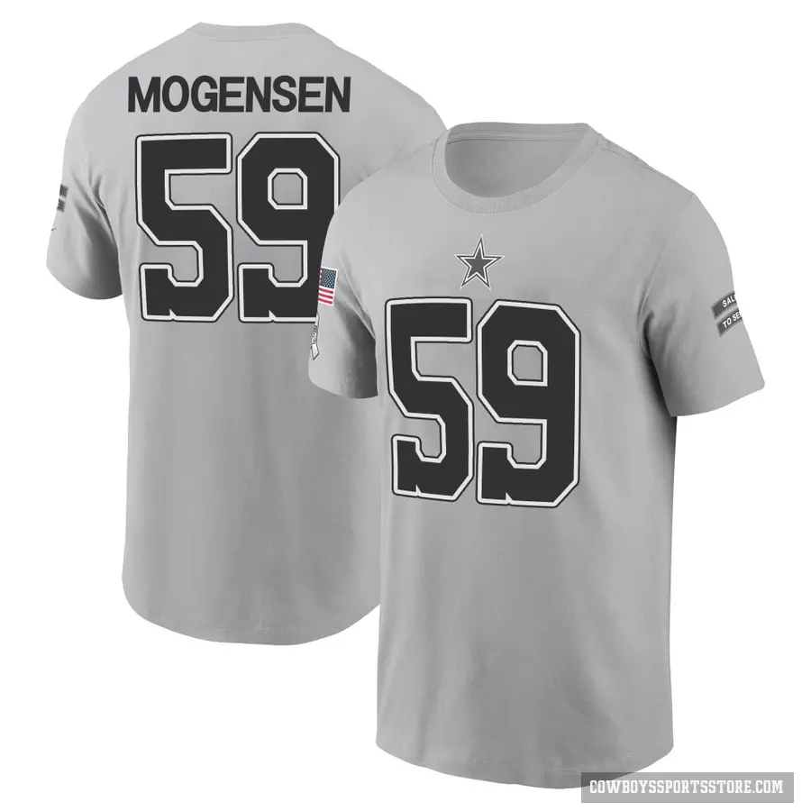 Men's ＃59 Brock Mogensen Dallas Cowboys Gray 2024 Salute to Service T-Shirt