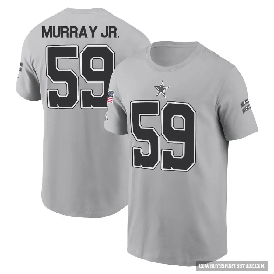 Men's ＃59 Kenneth Murray Jr. Dallas Cowboys Gray 2024 Salute to Service T-Shirt