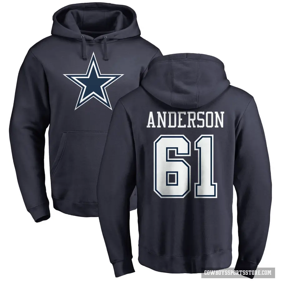 Men's ＃61 Jack Anderson Dallas Cowboys Navy Pro Line by Branded Name & Number Pullover Hoodie