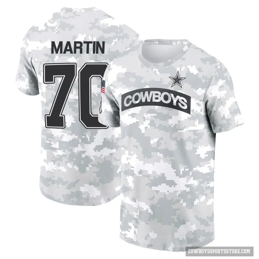 Men's ＃70 Zack Martin Dallas Cowboys Camo Arctic 2024 Salute to Service Performance T-Shirt