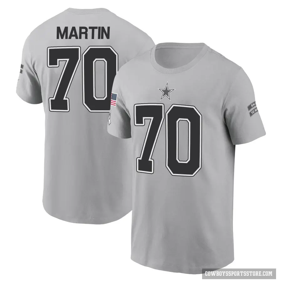 Men's ＃70 Zack Martin Dallas Cowboys Gray 2024 Salute to Service T-Shirt