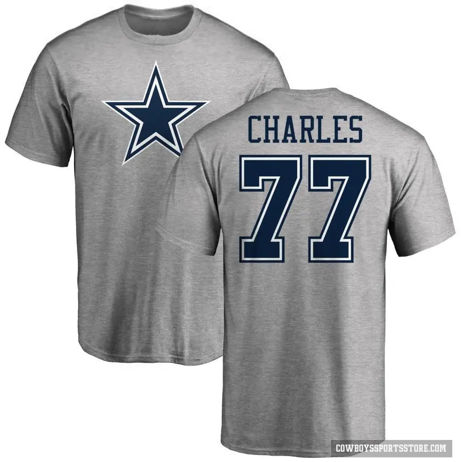 Men's ＃77 Saahdiq Charles Dallas Cowboys Ash Logo T-Shirt