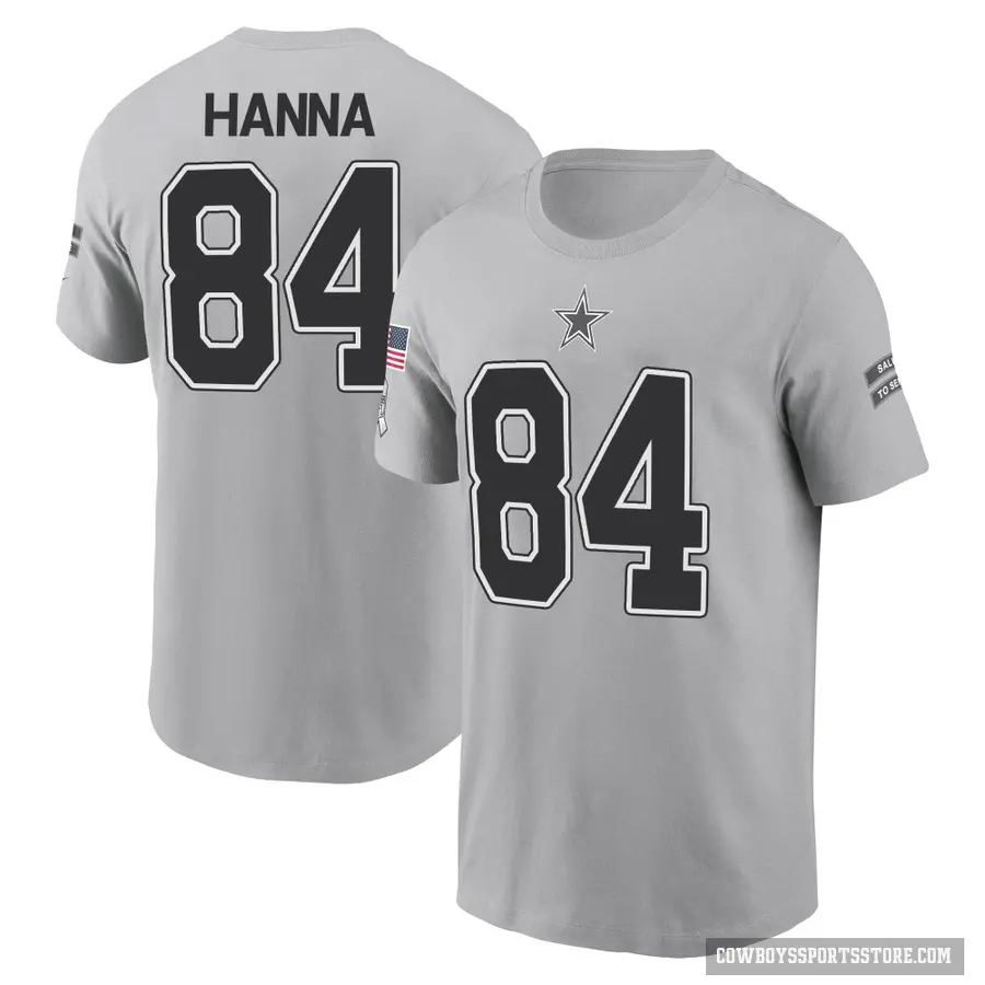 Men's ＃84 James Hanna Dallas Cowboys Gray 2024 Salute to Service T-Shirt