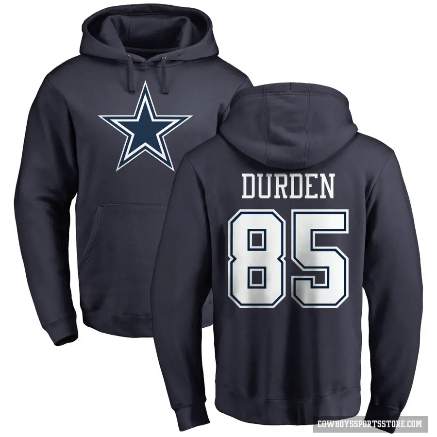 Men's ＃85 David Durden Dallas Cowboys Navy Pro Line by Branded Name & Number Pullover Hoodie