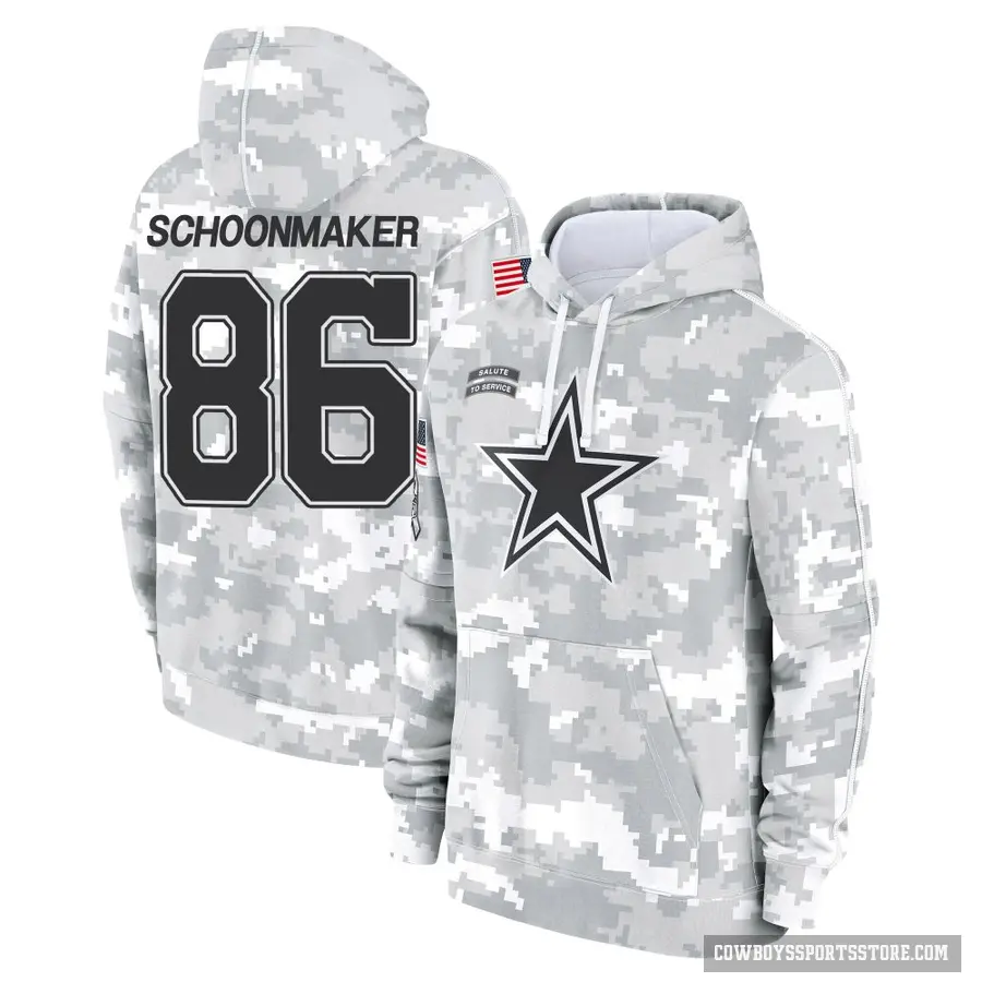 Men's ＃86 Luke Schoonmaker Dallas Cowboys Arctic Camo 2024 Salute to Service Club Fleece Pullover Hoodie