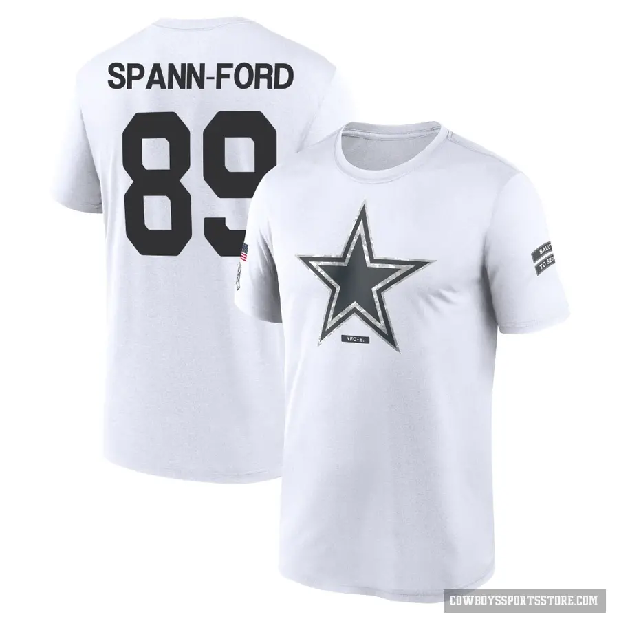 Men's ＃89 Brevyn Spann-Ford Dallas Cowboys White 2024 Salute to Service Performance T-Shirt