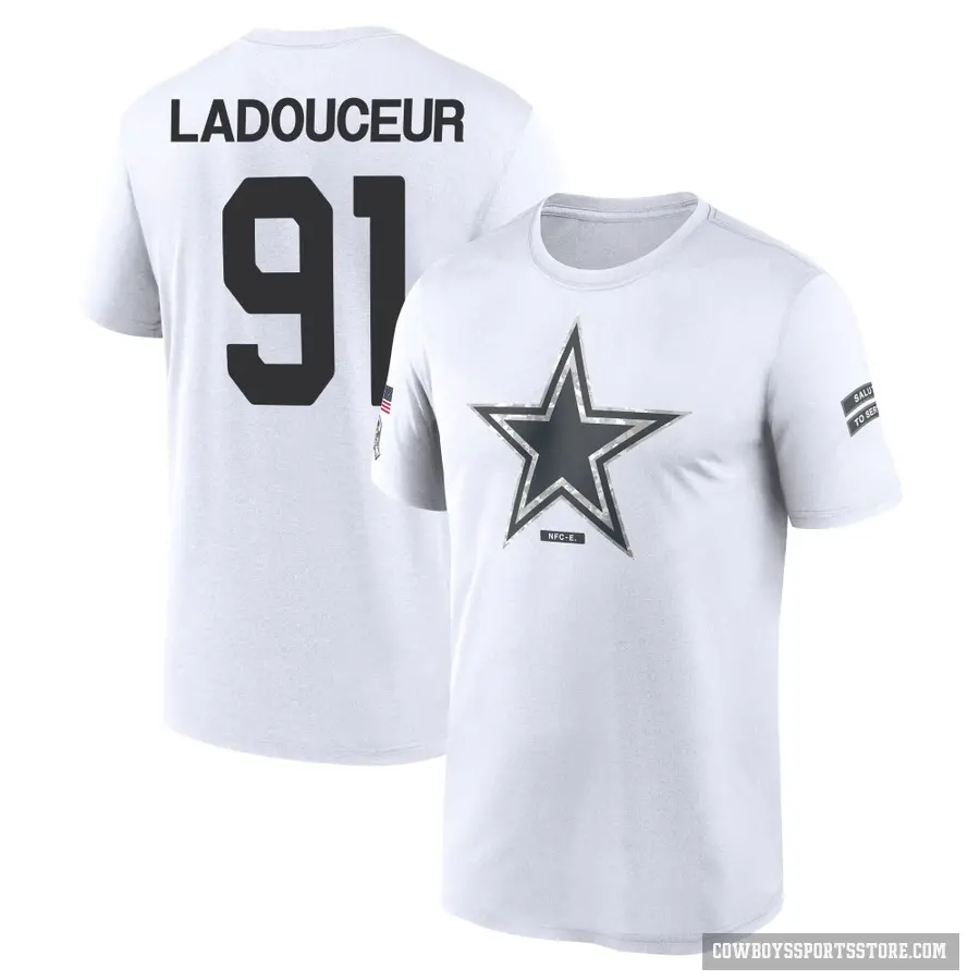 Men's ＃91 L.P. Ladouceur Dallas Cowboys White 2024 Salute to Service Performance T-Shirt
