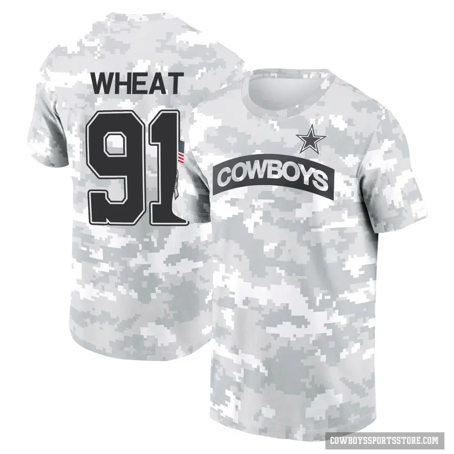 Men's ＃91 Tyrus Wheat Dallas Cowboys Camo Arctic 2024 Salute to Service Performance T-Shirt